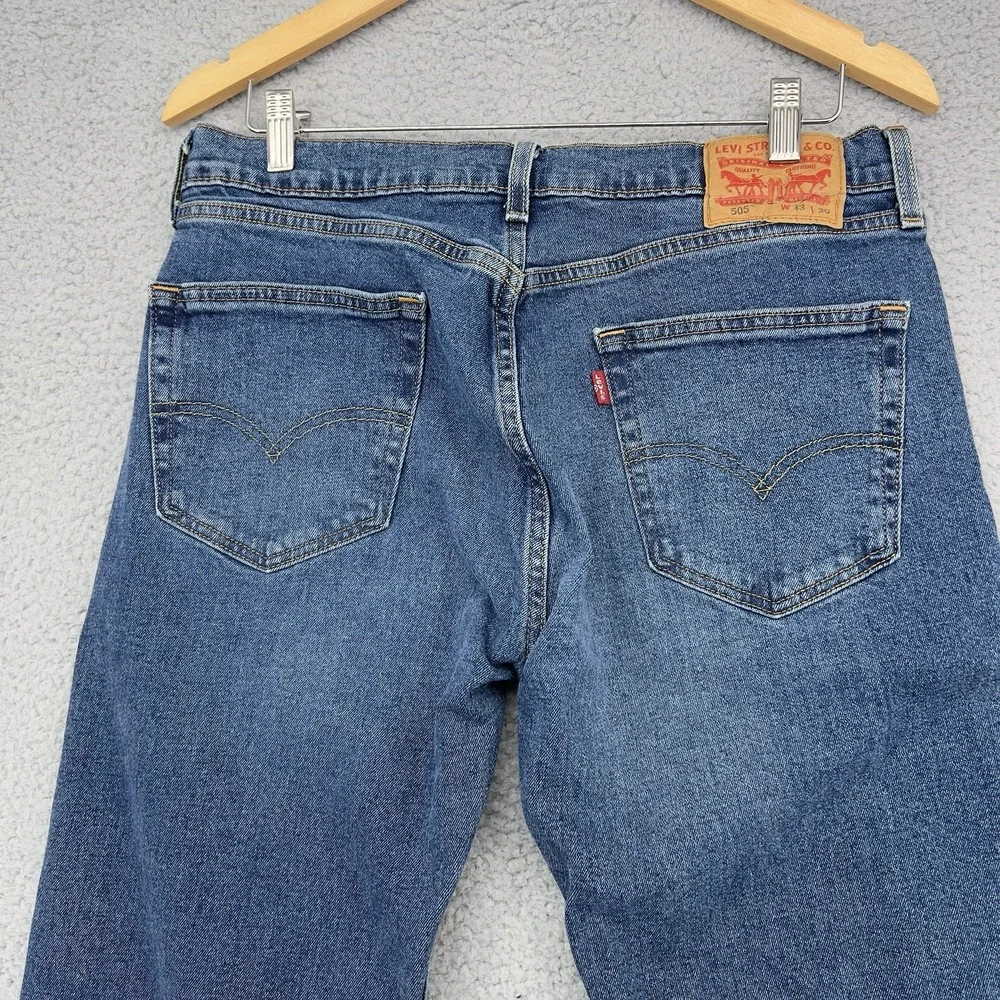Levi's 505 Regular Fit Jeans Men's W33 L30 Blue Stretch Denim
